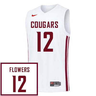 Washington State Cougars #12 Michael Flowers College Basketball Jerseys Sale-White